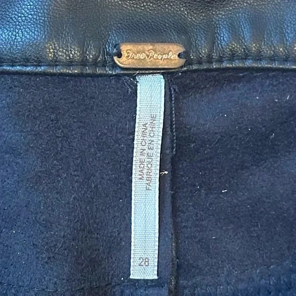 NEW Free People Black Faux Vegan Leather Moto Skinny High Waisted Pants Size 28 - Picture 8 of 10